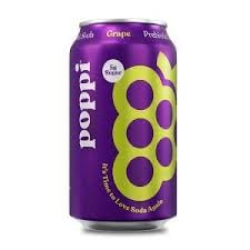 KD Chocolates 12 oz, 4 Pack Poppii Grape Prebiotic Soda, Cans