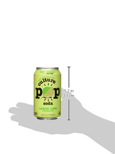 12 (Pack 12) Culture Pop Lemon Lime & Cardamom Probiotic Soda, Plant Based, Fluid Ounces