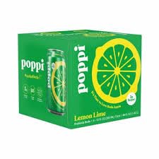 KD Chocolates Lemon Lime Poppii Prebiotic Soda - 4 pack, 12 fl oz can