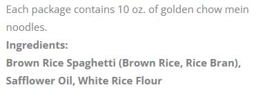 Valley's Own Bakehouse 10 oz, 3 Gluten-Free Chow Mein Noodles, Vegan, All Natural and only ingredients