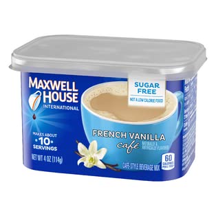 4 oz Pack 4 Maxwell House International French Vanilla Sugar Free Cafe Beverage Mix Canisters