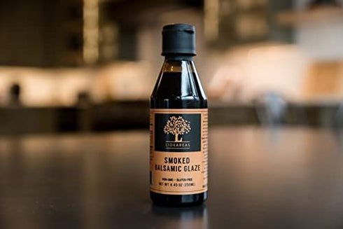 8.45oz Liokareas Greek Smoked Balsamic Glaze - Organic - NonGMO - - Made from Grapes Grown In Greece - NO ADDED SUGARS
