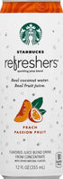 12 oz Starbucks Refreshers Peach Passion Fruit Sparkling Juice Blend, Can