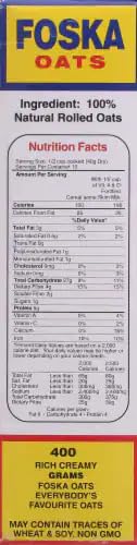 Generic 14 oz Foska Oats Jamaican Rolled Oats, Traditional Breakfast Oatmeal for Overnight and Hot Cereal, Box