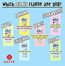 Lotte 4 8.45 Oz, Pack 24 Milkis Carbonated Drink Variety Flavors, Apple, Melon, Strawberry & Original, Fl