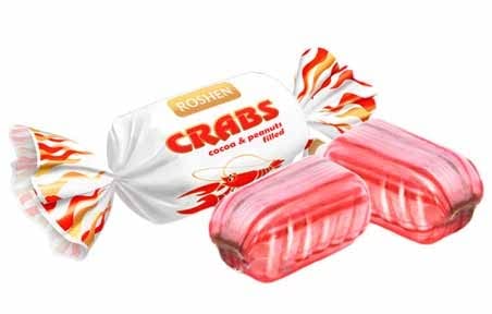 Roshen Crabs Caramel Candy, Kosher and Halal, Delicious, Flavorful Sweets Bulk Candy