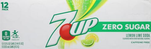 7UP 12 oz. (Pack 24) Zero Sugar Lemon Lime Soda, fl. Cans