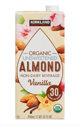 KIRKLAND Signature Organic Non-Dairy Unsweetened Vanilla Almond Beverage Cartons: 12 ct. (32 fl.
