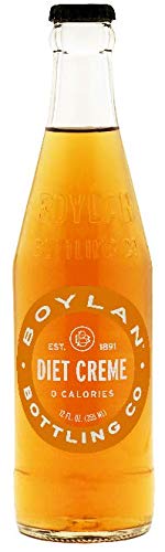 12 oz (Pack 6) Boylan Bottling Pure Cane Sugar Soda Pop, Diet Cream Soda, Glass Bottles