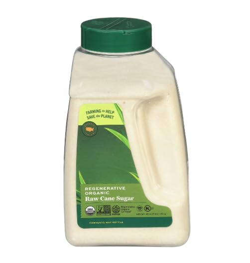 Generic Regenerative Organic Raw Cane Sugar, Unrefined Natural Sweetener, 48 oz Jug