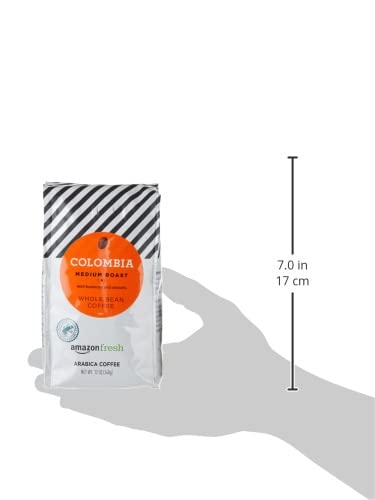 Amazon Fresh 12 (Pack 3) Colombia Whole Bean Coffee, Medium Roast, Ounce