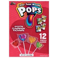 Valentines Day Classroom Exchange Gift | 24 Valentine Cards & 24 Lollipops Flavored Candies | Kids DIY Teachers Card