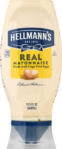 HELLMANN'S 100% 11.5 oz Real Mayonnaise Real Mayo Squeeze Bottle For a Creamy Sandwich Spread or Condiment Gluten Free