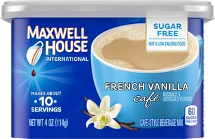 4 oz Pack 4 Maxwell House International French Vanilla Sugar Free Cafe Beverage Mix Canisters