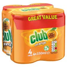 Club Orange soda Cans 4pk (11.2 oz) Imported from Ireland