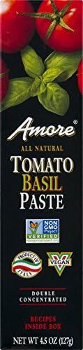 Amore (Pack 1) Vegan Basil Tomato Paste In A Tube - Non GMO Certified and Made In Italy