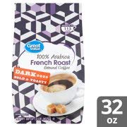 Great Value 100% 32 oz, 113 (Pack 2) Arabica French Roast Dark Ground Coffee, Makes up to cups