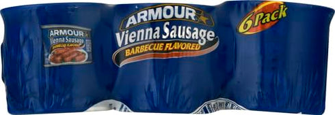 Armour 4.6 oz (Pack 6) Star Vienna Sausage, Barbecue Flavored, Canned Sausage