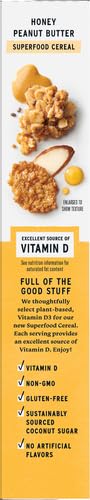 (1 11oz), 6g (Pack 2) Purely Elizabeth, Honey Peanut Butter, Superfood Cereal with Vitamin D Box, Fiber