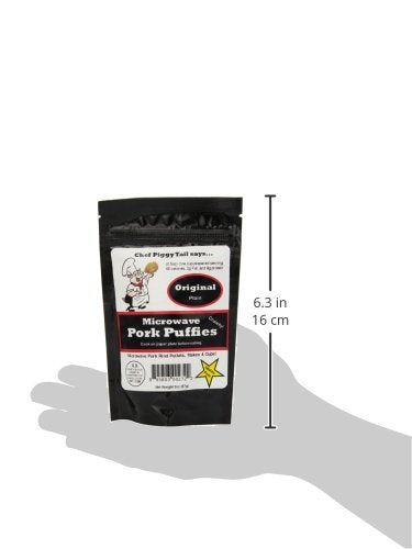 Chef Piggy Tail 2 Oz Microwave Pork Puffies Pork Rinds, Original