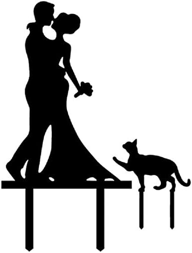 Wedding Anniversary Cake Topper - In The Family, Couple Bride Groom Cats