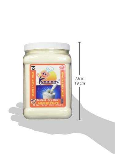 Yummmy 2.5 Lbs. (40 Oz), Instant Nonfat Powdered Dry Milk - Leche en polvo, Grade A, Kosher and Halal Certified, Made