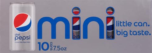 7.5 packs 10) Diet Pepsi Soda, Ounce Mini Cans, (Two
