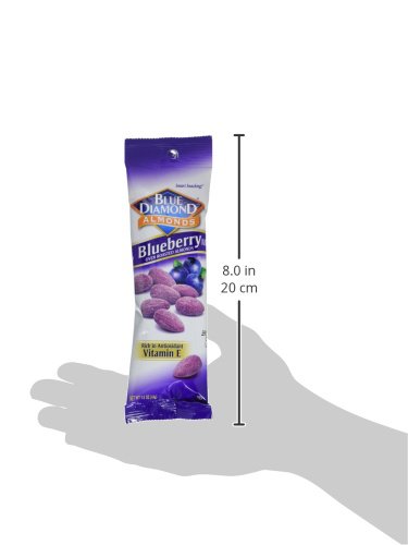(1.5 Oz. Pack 12) Blue Diamond Almonds, Blueberry Flavored Snack Nuts, Single Serve Bags Tubes