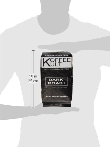 100% 32oz Package Koffee Kult Dark Roast Whole Bean Coffee - Small Batch Arabica Gourmet Blend, Smooth and Well