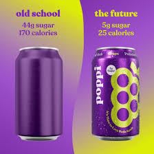 KD Chocolates 12 oz, 4 Pack Poppii Grape Prebiotic Soda, Cans