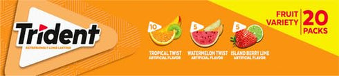 280 (20 Packs -14 Trident Sugar Free Gum Fruit Variety Total Sticks Sticks)