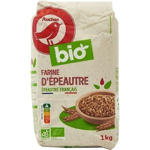 French Click Grocer Auchan Farine d'Epeautre Bio T65 1Kg (Auchan Organic Spelt Flour 1Kg)
