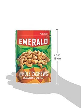 5 Oz (Pack 3) Emerald Roasted & Salted Whole Cashews, Stand Up Resealable Bag