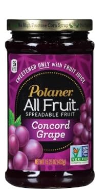 Make Your Day 15.25 Pack 2- Polaner All Fruit Spreadable Fruit, Concord Grape and Strawberry, Ounce of with Spreader