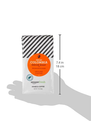 Amazon Fresh 12 (Pack 3) Decaf Colombia Ground Coffee, Medium Roast, Ounce