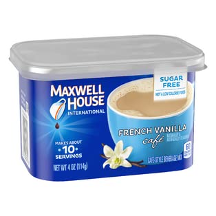 4 oz Pack 4 Maxwell House International French Vanilla Sugar Free Cafe Beverage Mix Canisters