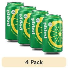 KD Chocolates 4 pack, 12 oz Lemon Lime Poppii Prebiotic Soda - fl can
