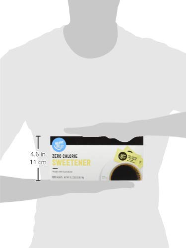 Packet, 1000 count 2.2 (Pack 1) Amazon Brand - Happy Belly Zero Calorie Yellow Sucralose Sweetener Powder (Previously