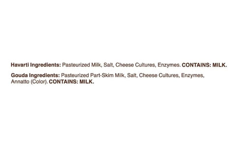 Generic 24 Havarti and Gouda Cheese Snack, Made from real, creamy Havarti and rich Gouda cheese, these bite-sized