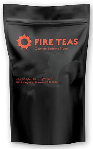 FIRE TEAS Calming Sleep Tea - Organic Herbal Blend with Valerian Root, Chamomile, Ginger for Deep Sleep