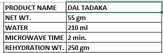 Store 55g KDI Dal Tadka, Ready to Eat Indian Lentil Curry, USDA Organic, Freeze Dried, Fully Cooked