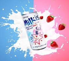 Lotte 4 8.45 Oz, Pack 24 Milkis Carbonated Drink Variety Flavors, Apple, Melon, Strawberry & Original, Fl