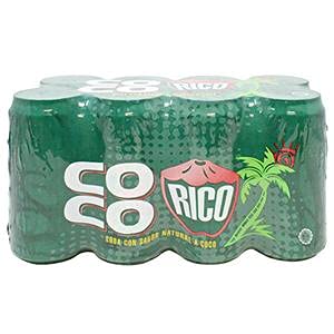 Coco Rico 12 oz (8 pack) - Natural Coconut Flavored Soda - Can