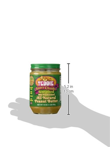 2pk, 16 Pack 2) Teddie All Natural Peanut Butter, Super Chunky Unsalted Gluten Free & Vegan, Ounce (Super Chunky