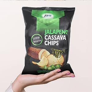 3 Oz Pack 1 Jans Root Chips, Jalapeo Cassava Chips of | Crispy Yuca, Spicy Jalapeno Snack Alternative to Potato Chips
