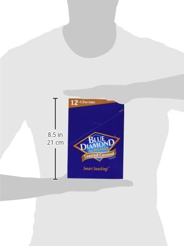 (1.5 Oz. Pack 12) Blue Diamond Almonds, Toasted Coconut Flavored Snack Nuts, Single Serve Bags Tubes