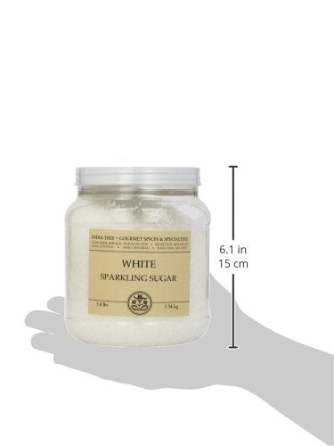 3.4 lb India Tree White Sparkling Sugar, Canister | Large Grain Decorating Sugar for Baking, Beverages & Holiday Treats