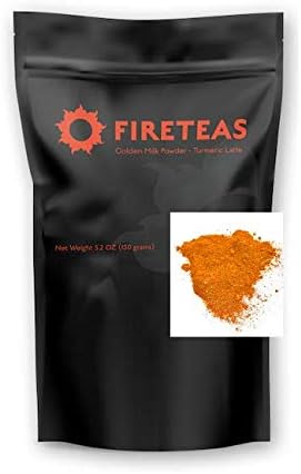 FIRE TEAS Organic Golden Milk Latte Powder - Organic Turmeric (Curcumin), Honey,