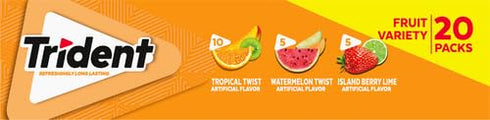 280 (20 Packs -14 Trident Sugar Free Gum Fruit Variety Total Sticks Sticks)