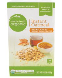 SIMPLE TRUTH Organic Instant Oatmeal Maple & Brown Sugar Flavored Organically Grown 10 Count